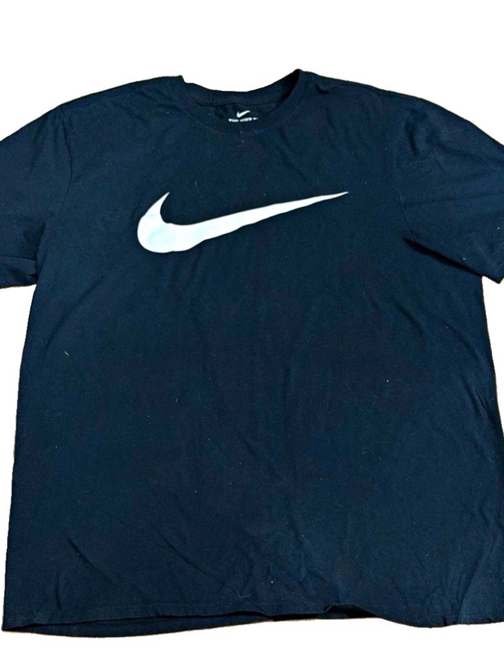 Nike Men's Black T-Shirt with White Swoosh Logo